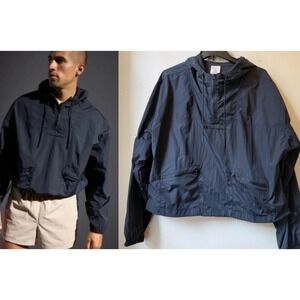 Champion Men's Small Black Quarter Zip Windbreaker Jacket‎ Rain 100% Nylon EUC